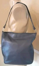 Strawbridge & Clothier Vintage Purse Gray Leather Shoulder Bucket Bag 