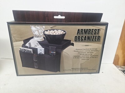 Sofa Armrest Organizer w/ Cup Holder Tray TV Remote Control Holder for  Recliner