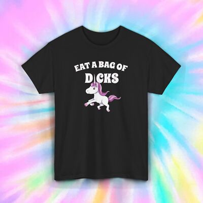 Eat a Bag of D*s T-Shirt S-5XL Funny Unicorn Offensive Joke Humor Gift Tee**
