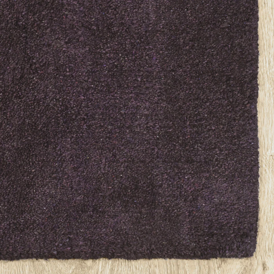 Alfombra cuadrada de mezcla de seda con telar anudado a mano ecológica marrón liso BBLSM111 Foto 4 de 4