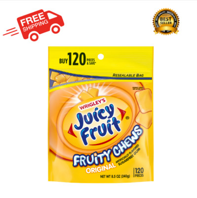 New Juicy Fruit Chewing Gum, Value Pack - 120 ct Bag, Sweet Burst Flavor