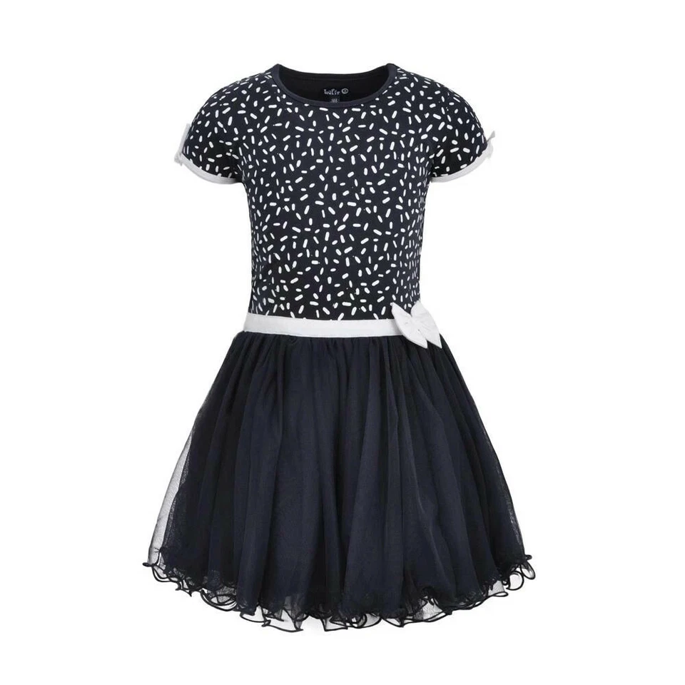 ✿ LOffF ✿ Mädchen Kleid DANCING Dress Sprinkle s.Sleeve dark blue Gr.104-140 - Bild 1 von 1