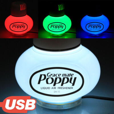 Poppy Lufterfrischer Jasmin Duft mit USB 5V 7 LED Beleuchtung LKW Auto KFZ Bus