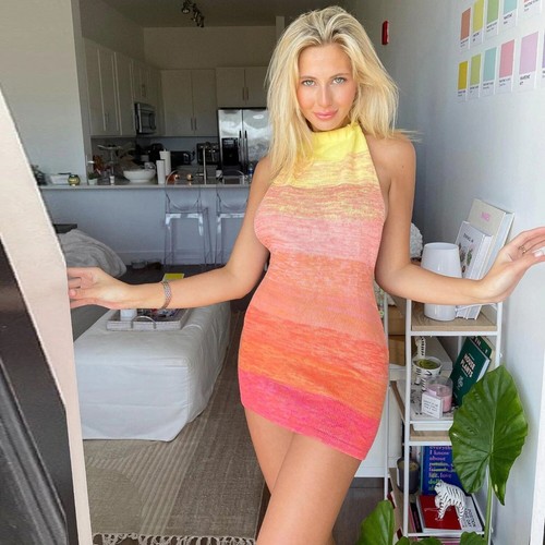 Sunset Ombre Colorful Knitted Outfit 