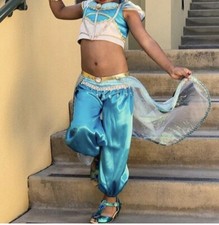 Disney Jasmine Aladdin Girls Tulle Cotton Halloween Costume Princess Dress 5/6