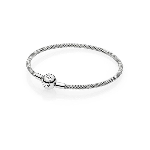 Bracciale Pandora Rigido Moments Con maglia Mesh Bracelet 596543 Argento Nuovo - Foto 1 di 1