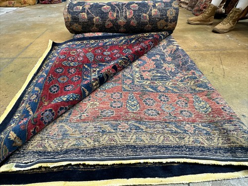 Auth: Antique Sarougk Transitional Botanical Paradise Indigo Blue 9x12 NR - Picture 23 of 24