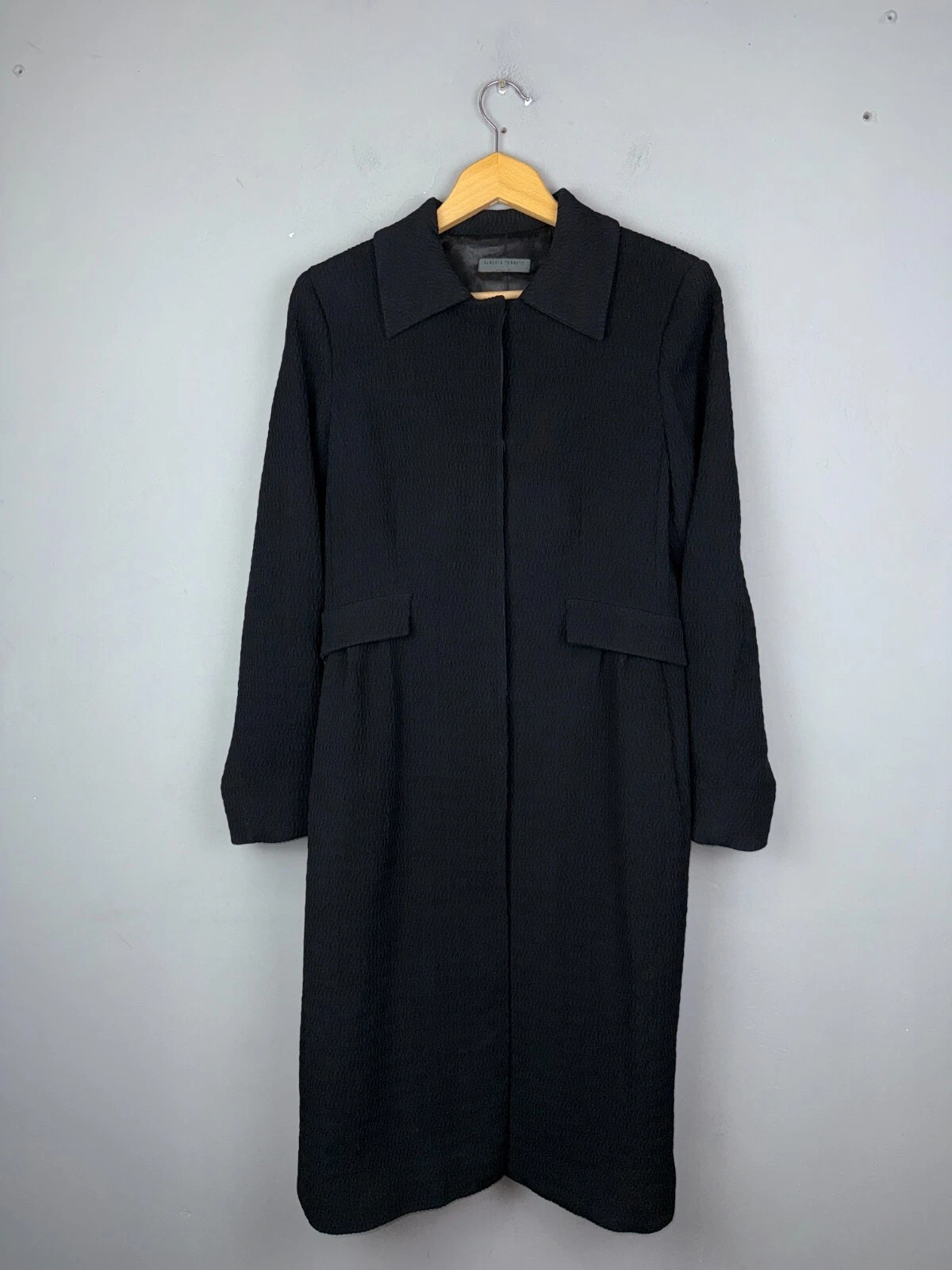Alberta Ferretti Wool Coat Italy Black Long Trench Jacket Women IT 40 US 6 Size