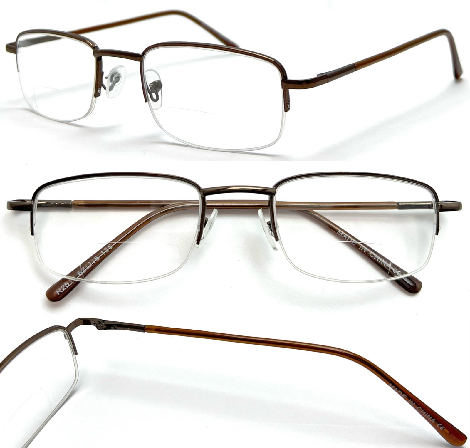 SemiRimless Bifocal Reading Glasses +0.50+4.00 Classic Frame Spring