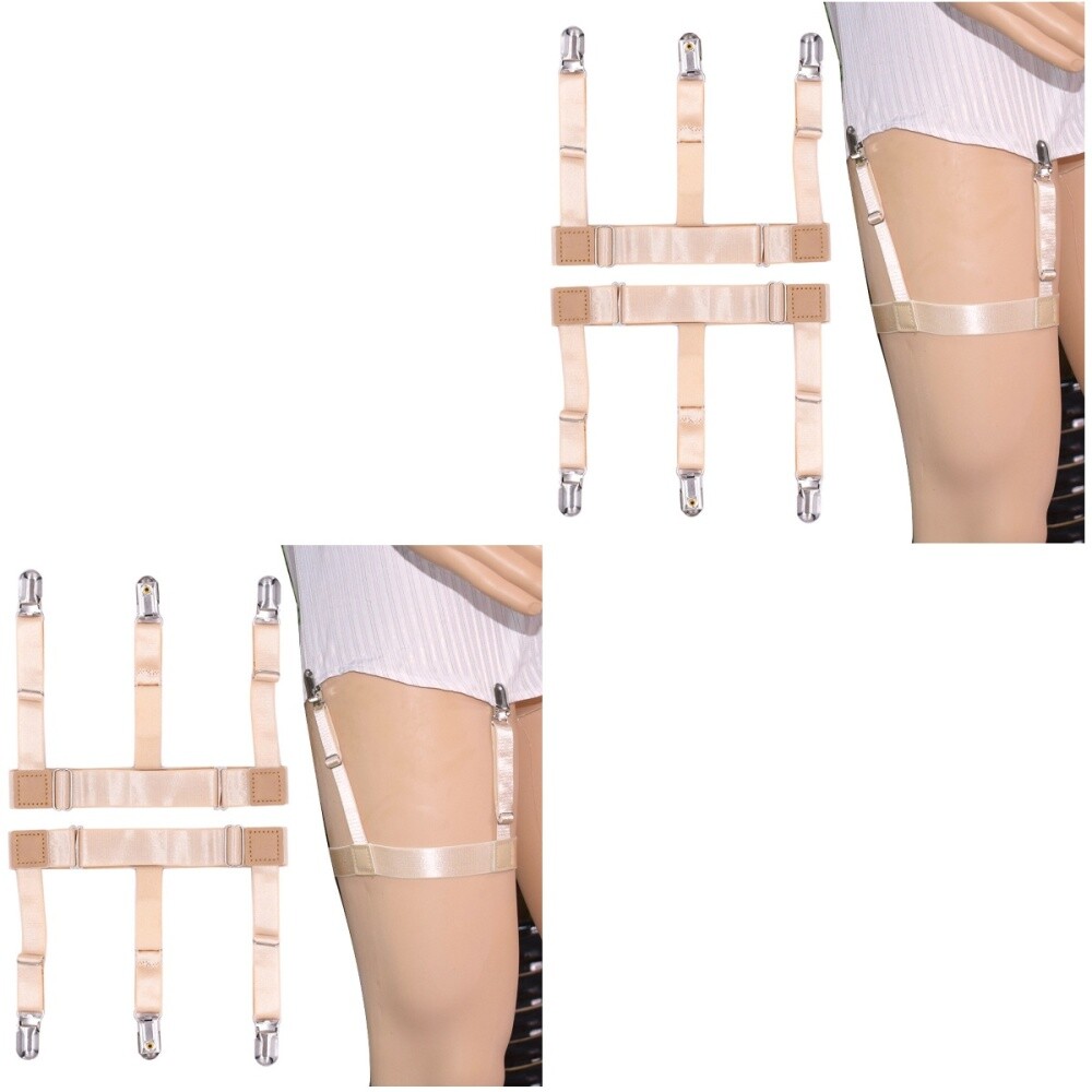 Elastic AntiWrinkle Thigh Shirt Tuck Suspenders Keepers Holder Clip