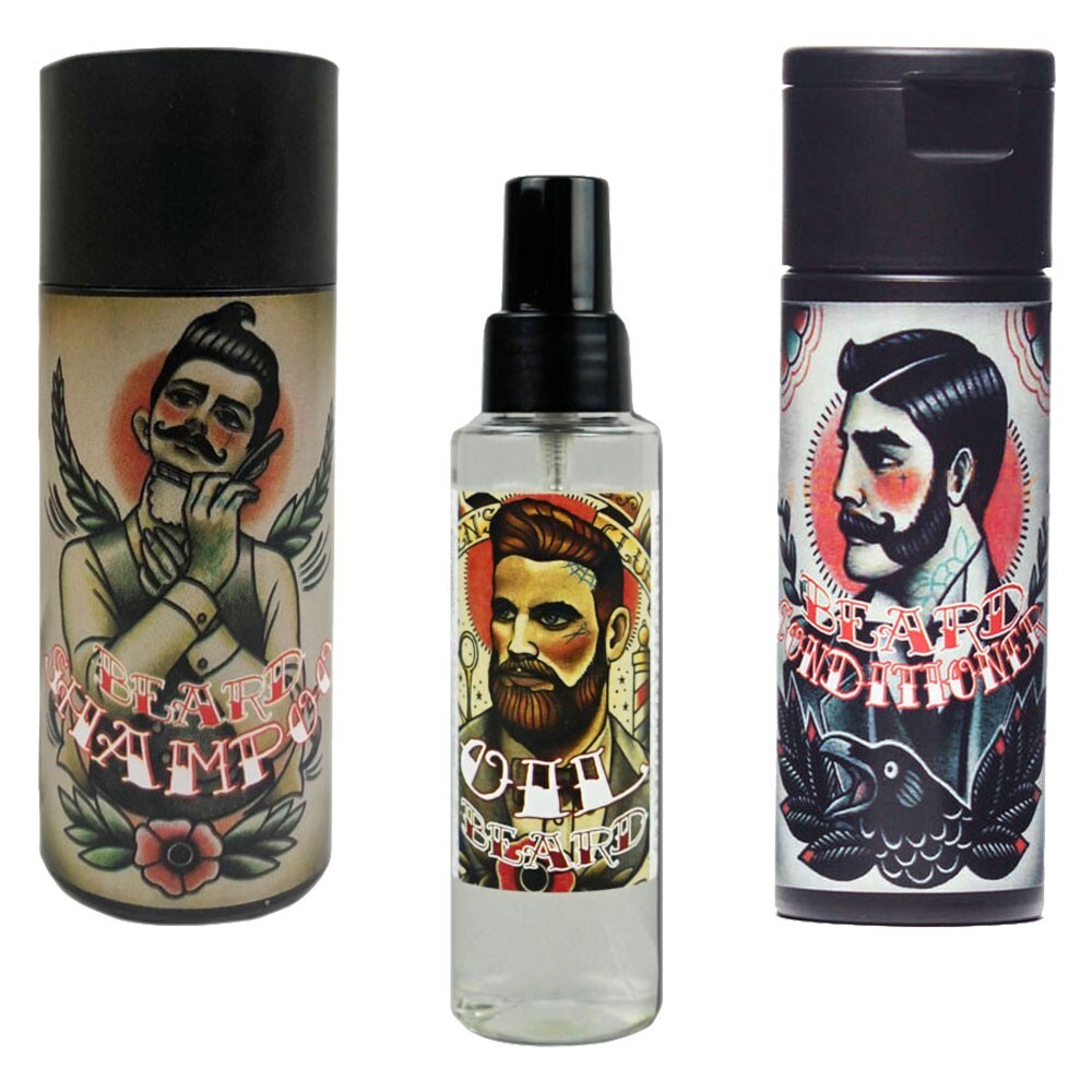 3pz Beard Set Kit uomo cura barba e baffi Susan Darnell shampoo + balsamo + olio