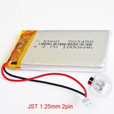 3.7V 1000mAh Lipo Rechargeable Battery 503450  JST 2pin 1.25mm Plug For GPS DVD