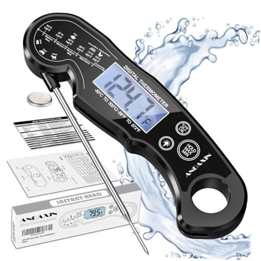 Meat Thermometer Digital - Fast Instant Read Food Thermometer for Black/Black