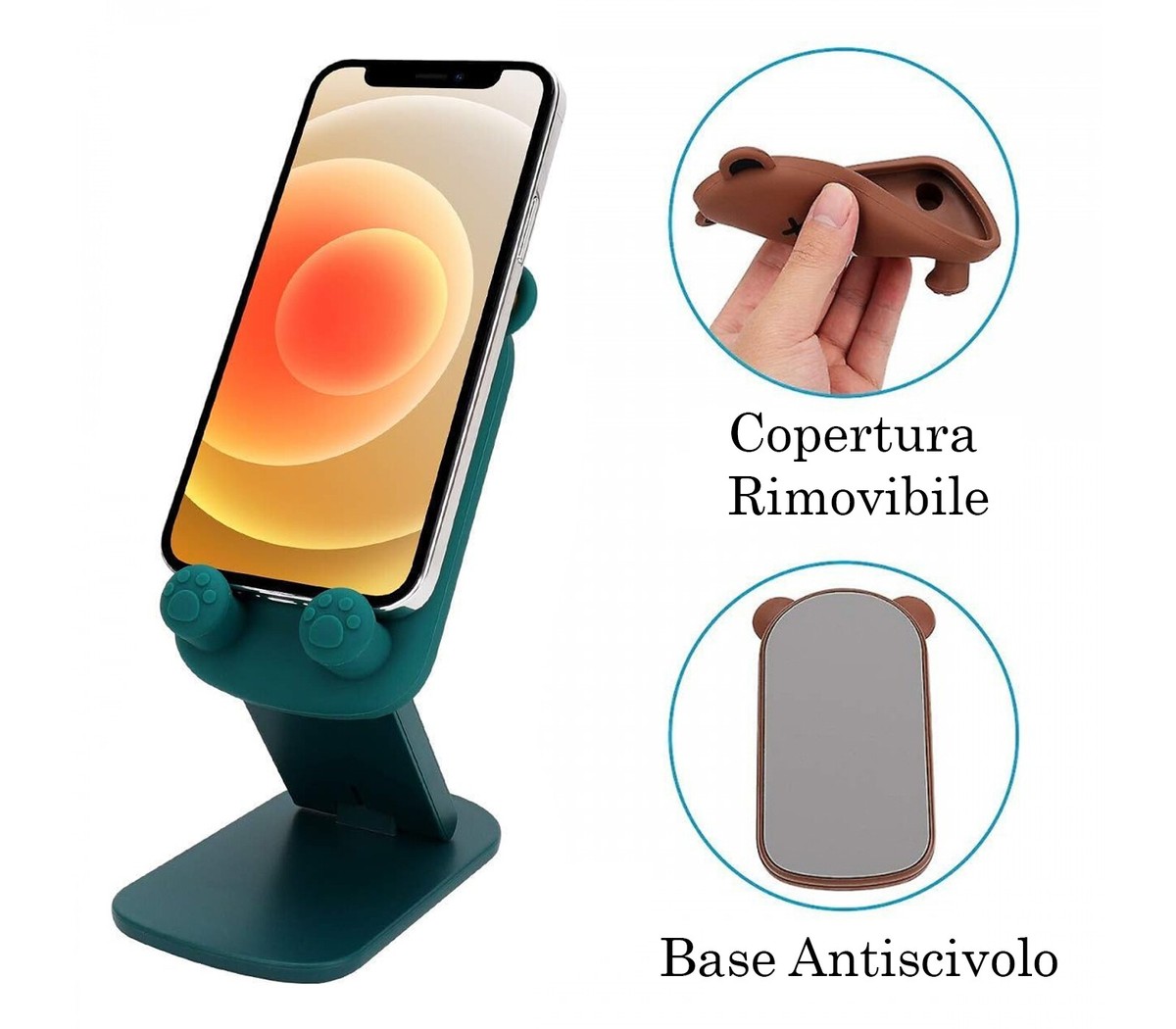 Supporto Per Telefono Orsetto 3D Con Paillettes - Pieghevole, Multicolore, Staffa Da Scrivania E Grip Portatile - 3