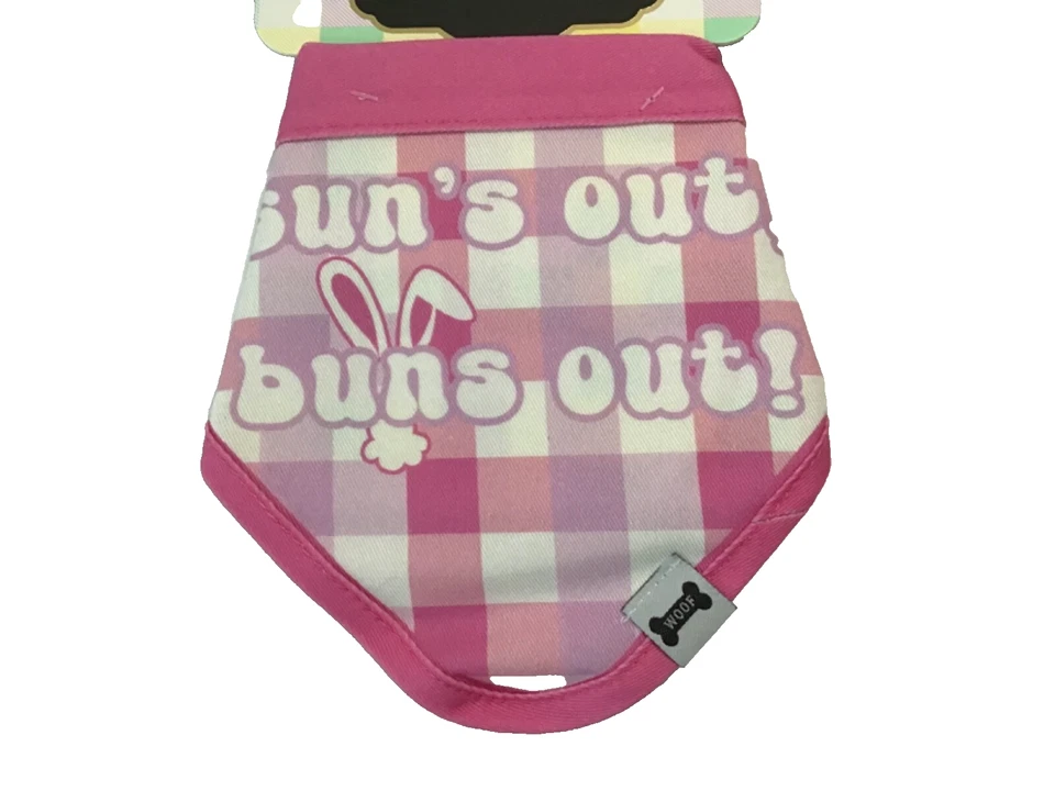 Bandana Woof Pet S/M (13-15") Rosa Damas “Suns Out Buns Out” Tema de Pascua NUEVO Foto 2 de 4