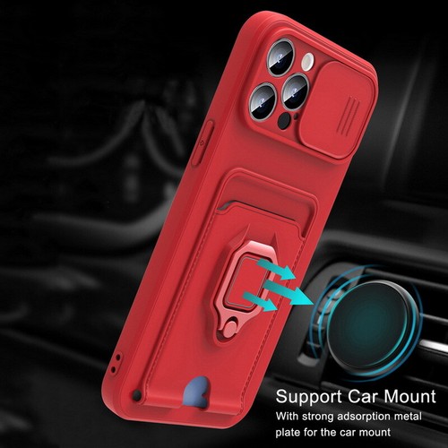 Case For iPhone 13 12 11 Pro Max XS XR 8 Slide Camera Slim Ring Card Slot Cover - Picture 3 of 18