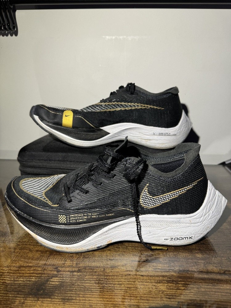 Nike ZoomX Vaporfly NEXT% 2 Running Shoes Size 7 Black Metallic Gold Coin