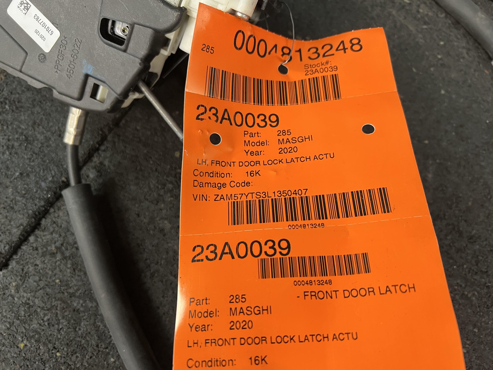 14-20 MASERATI GHIBLI FRONT DRIVER DOOR LOCK LATCH ACTUATOR