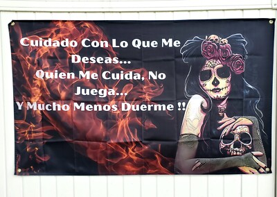 La Catrina Flag 100D 4 Grommets for Bar Garage Man Cave. Brand New, Size 36''x60''
