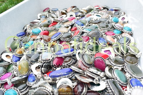 Wholesale 50 pcs Lot Amethyst & Multi Gemstone Pendant 925 Silver Plated Pendant - Picture 7 of 10