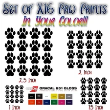 Dog Paw Print Decals Pet Animal 1" or  2.5" Wall Window Floor Stickers Big Set