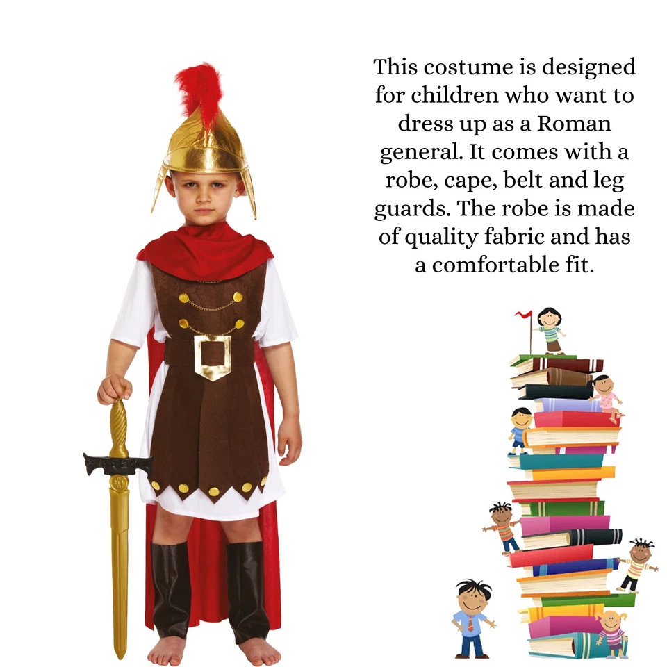 Kids Roman General Fancy Dress Costume - Gladiator Halloween Book Week UK - Image 2 of 4