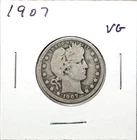 1907 US Barber 90% Silver Quarter 25c VG Very Good Free Shipping