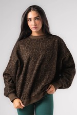 ACTA Activewear Essential Crewneck Leopard Print Womens Size S/M New PRESALE