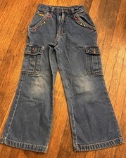 Vintage Kids Pooh Jeans Size 7 Winnie The Pooh Disney Cargo Flare 90  s Y2K