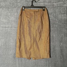 VTG NWT Lauren Ralph Lauren 4P Petite Brown 100 Lambswool Pencil Skirt READ