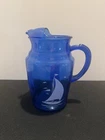 Hazel Atlas SHIPS SAILBOAT COBALT BLUE 9 1/2" - 82 OZ PITCHER *with ICE LIP*