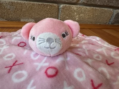 Cribmates Pink Cat Lovey Security Blanket Hugs Kisses X s O s Mouse Bear Kitty