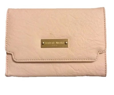 NEW Hanae Mori Faux Leather Purse Wallet Butterfly Shell Pink