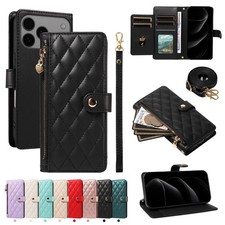 Leather Flip Wallet ZipperCase Strap For iPhone 17 Pro Max Air 16 15 14 13 12 11