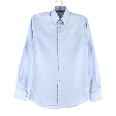 Chemise Formelle Unie Extra Slim Fit En Coton Égyptien Bleu Taille 38 - Photo 1/4