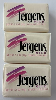 Vintage 1992 Jergens Mild 4.5 oz Lot Of 3 pack Mild Bath Size Soap Bars