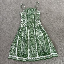 Farm Rio Green Delicate Tapestry Drop Waist Linen Midi Dress Sz XL NWT $265