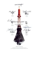 MERCURY CAPSULE MISSION INSIGNIA SIMULATED AUTOGRAPHS - 8X10 NASA PHOTO   052