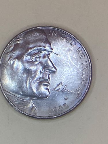 2005-D Jefferson Buffalo Nickel 5cent Münze aus US Mint Rollen. Stempelglanz