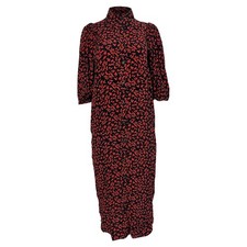 Ganni Printed Button-Down Midi Shirt In Dress In Viscose Women Red Size 32