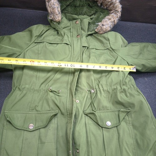 Abrigo de invierno Time And Tru para mujer talla L grande 12-14 verde con cremallera con capucha - Imagen 16 de 17