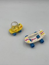 2 Fisher Price VTG 1987/89 Smooshees Skateboard Skating Miniature Accessory A3