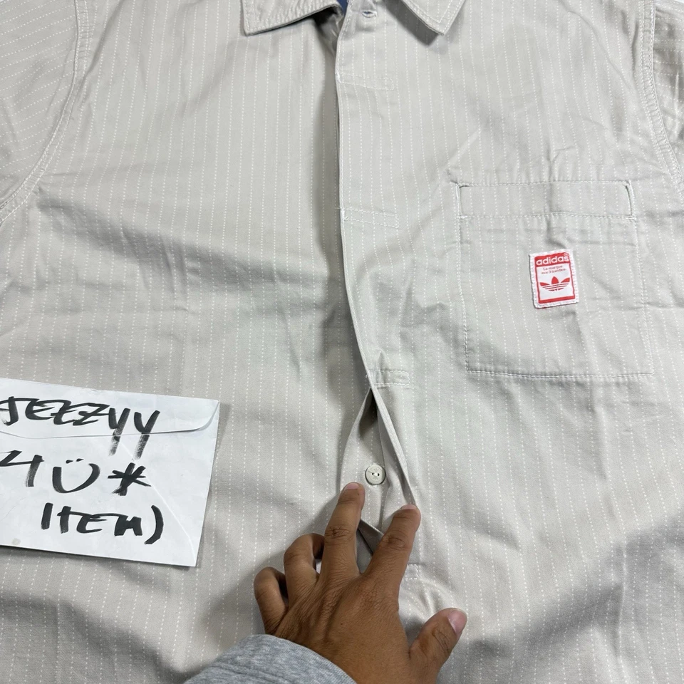 Camisa para Hombres Talla S Adidas Wabash a Rayas Utilidad Cuello Abotonada JD0669 Foto 4 de 4