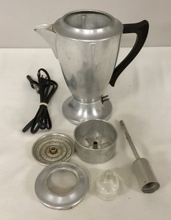 VTG Sears Roebuck Kenmore Art Deco Aluminum Electric Coffee Percolator WORKS!