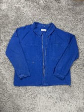 French Chore Jacket Mens L Vintage Workwear Canvas Shirt Blue