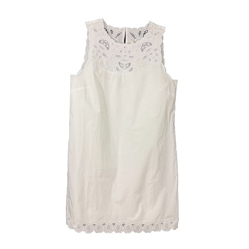MADEWELL Embroidered Mini Shift Dress M White Cotton Poplin Pockets NWT B15
