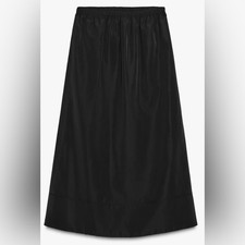 ZARA ZW COLLECTION Black Midi Skirt With Technical Effect Size XS NWT CURRENT