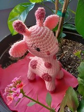 Handmade Pink Crochet Giraffe Stuffed Animal Plush Toy Small 2024