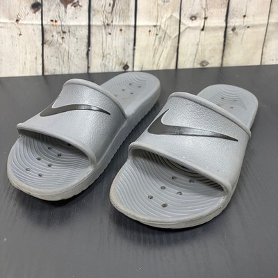 Nike Kawa Shower Slides Grey Black Swoosh Mens 9 Womens 10 832528-002 Sandal