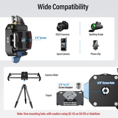 SIRUI 55mm Schnellwechselplatte und Klemmbasis Kit, Kamerahalterungsadapter mit - Bild 7 von 9